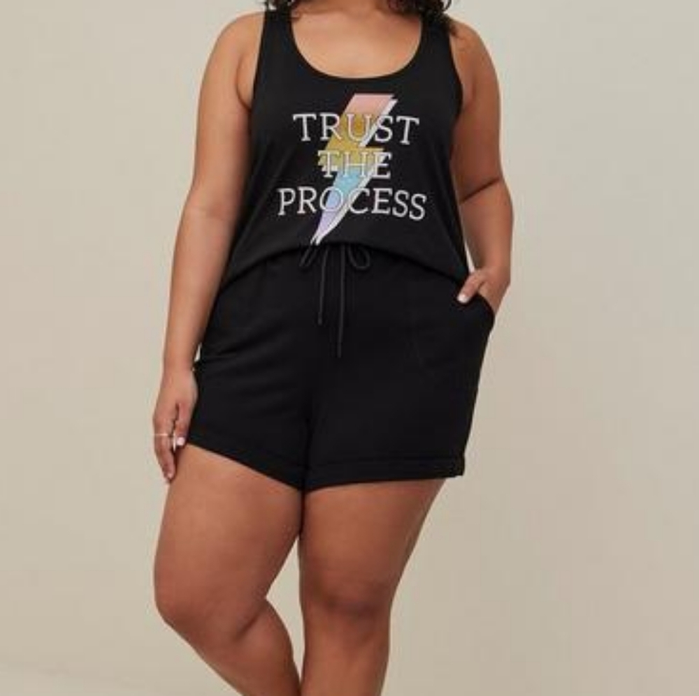Torrid Black Everyday Fleece Patch Pocket Active Short 00X